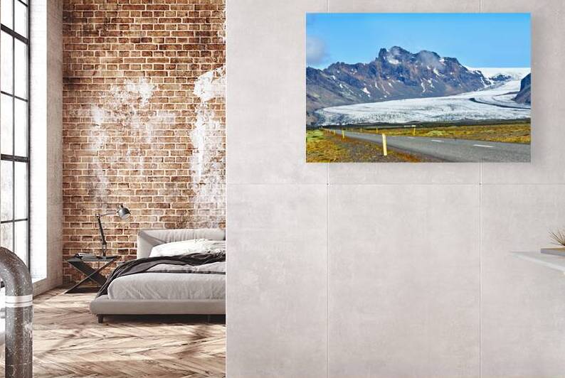 Glacier in Skaftafell Iceland with clear sky and road view by Marco Brivio