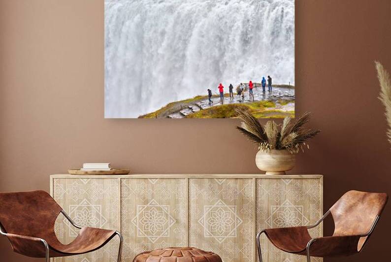 Waterfall view at Dettifoss in Iceland with visitors nearby by Marco Brivio
