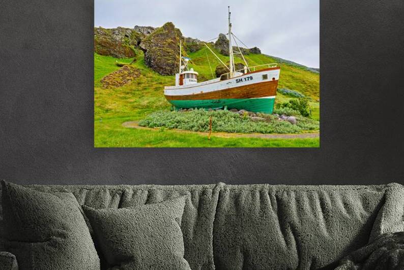 Fishing boat near Olafsvik in Iceland on a cloudy day by Marco Brivio