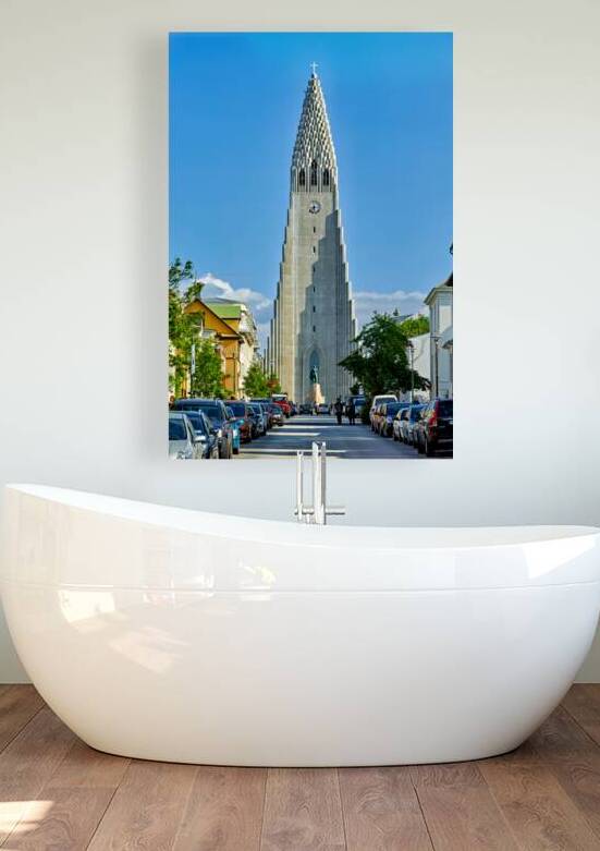 Halgrimskirkja church stands tall in Reykjavik Iceland by Marco Brivio