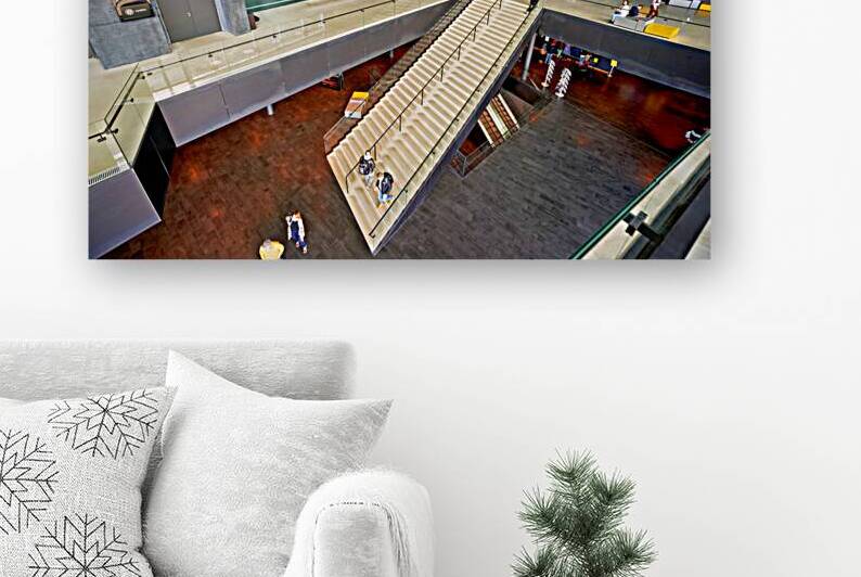 Harpa opera house interior featuring stairs and visitors by Marco Brivio