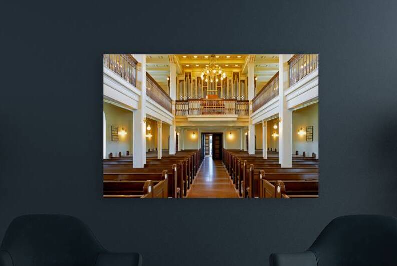 Inside Domkirkjan Church the benches are empty by Marco Brivio