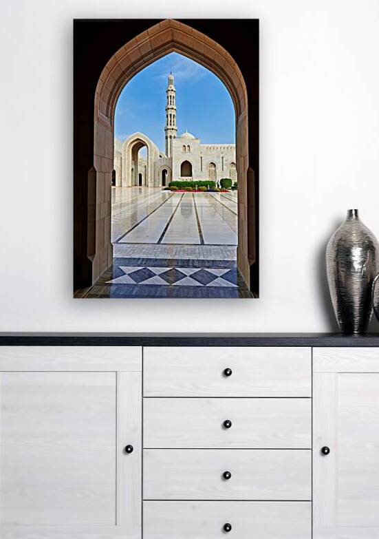 View from entrance of Sultan Qaboos Grand Mosque in Muscat by Marco Brivio