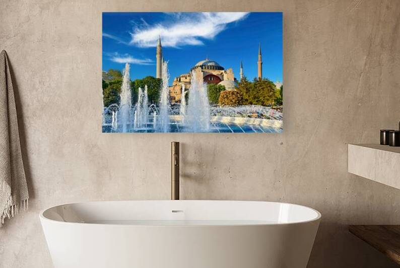 Hagia Sophia Grand Mosque and fountain in Istanbul Turkey by Marco Brivio