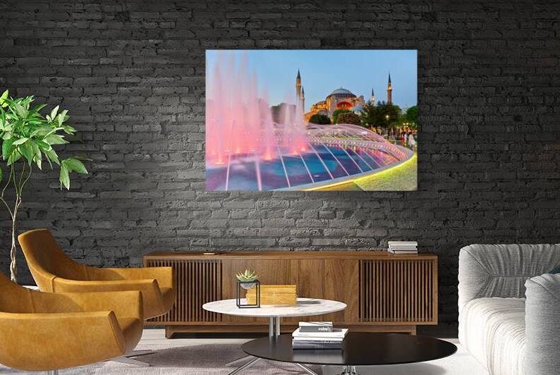 Visitors gather near the fountain at Hagia Sophia Grand Mosque by Marco Brivio