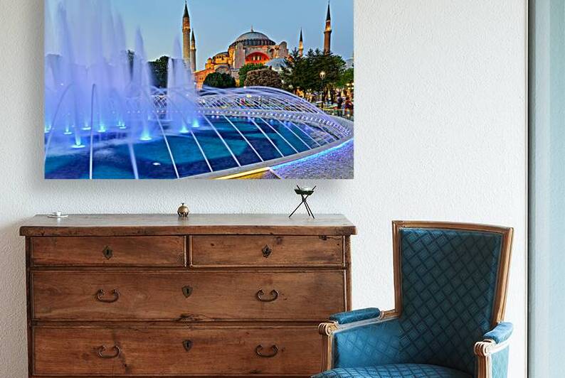 Hagia Sophia Grand Mosque at dusk with fountain display by Marco Brivio