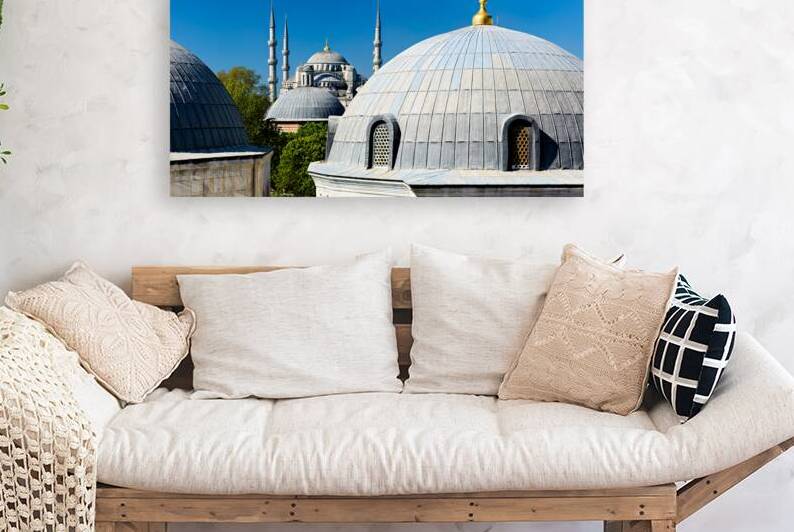 Blue Mosque domes under clear sky in Istanbul by Marco Brivio