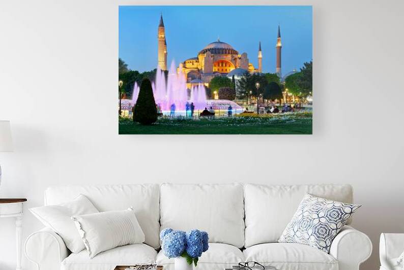 Hagia Sophia Grand Mosque at night in Istanbul Turkey by Marco Brivio