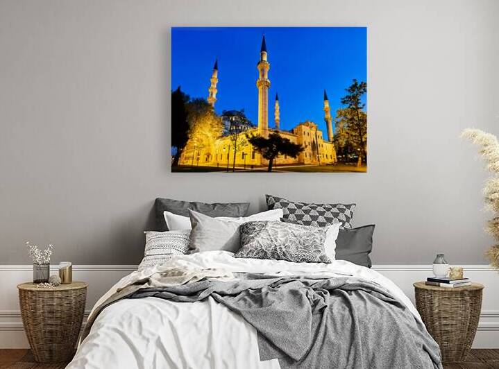 Suleymaniye Mosque is illuminated at night in Istanbul Turkey by Marco Brivio