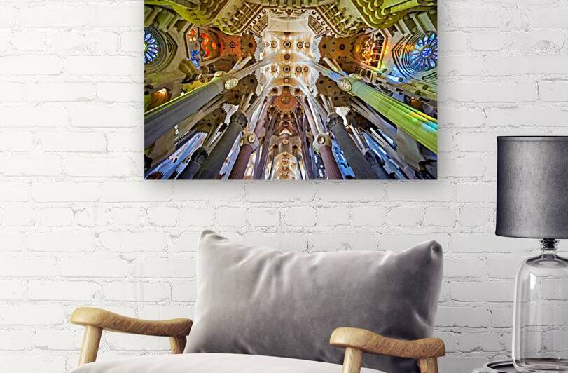 Interior view of Basílica de la Sagrada Familia in Barcelona by Marco Brivio