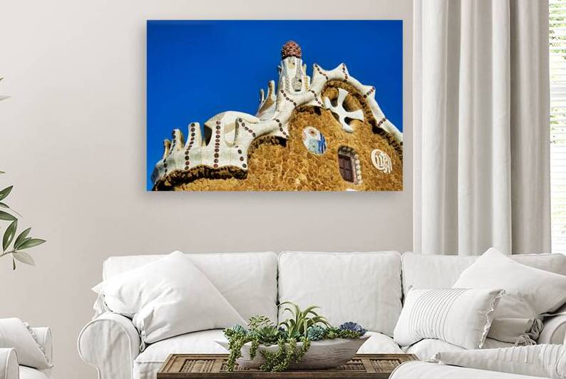 Gable of the fairytale house in park guell barcelona by Marco Brivio