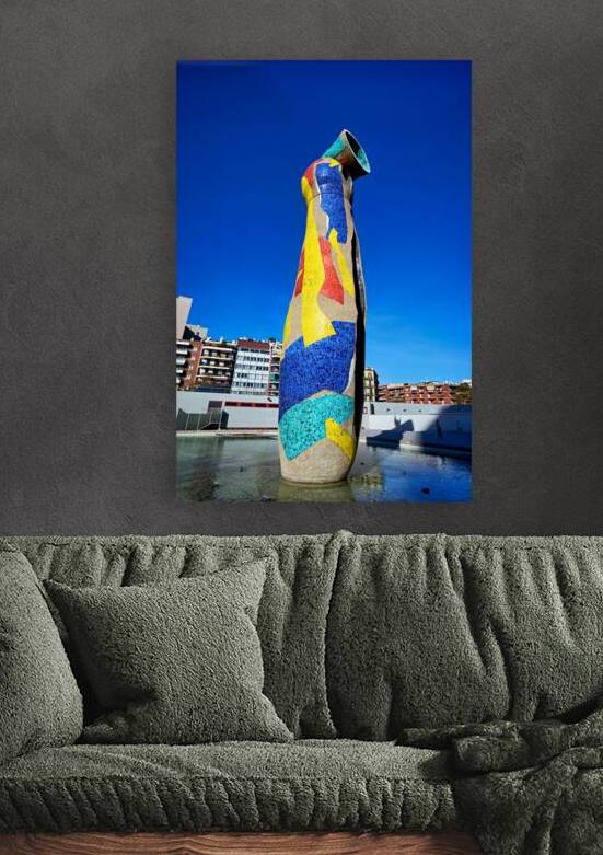 Sculpture of Woman and Bird in Barcelona park by Joan Miro by Marco Brivio