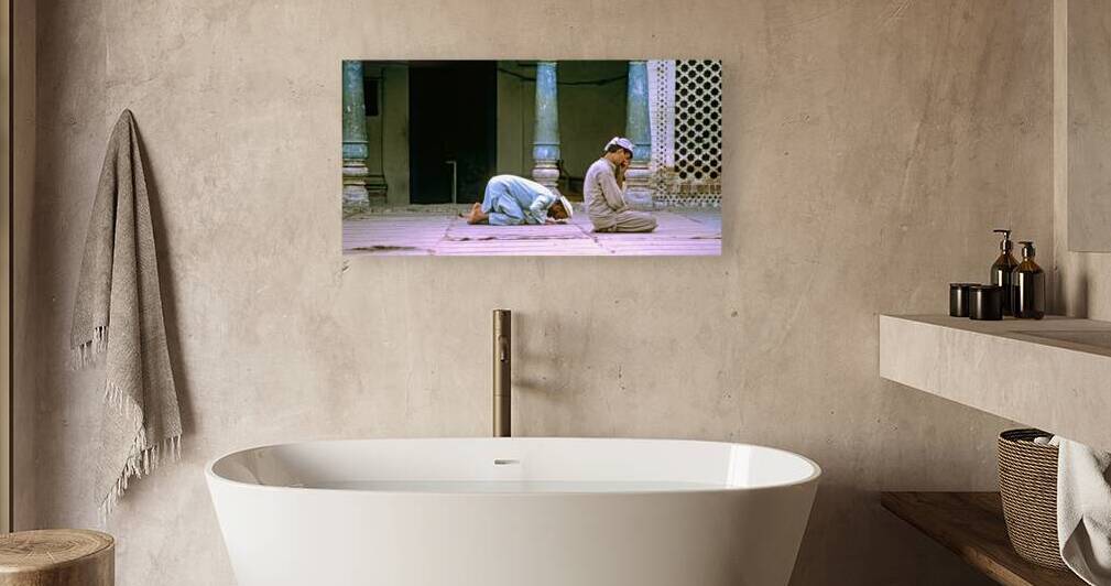 Men pray in the mosque in Chitral during afternoon prayer by Marco Brivio
