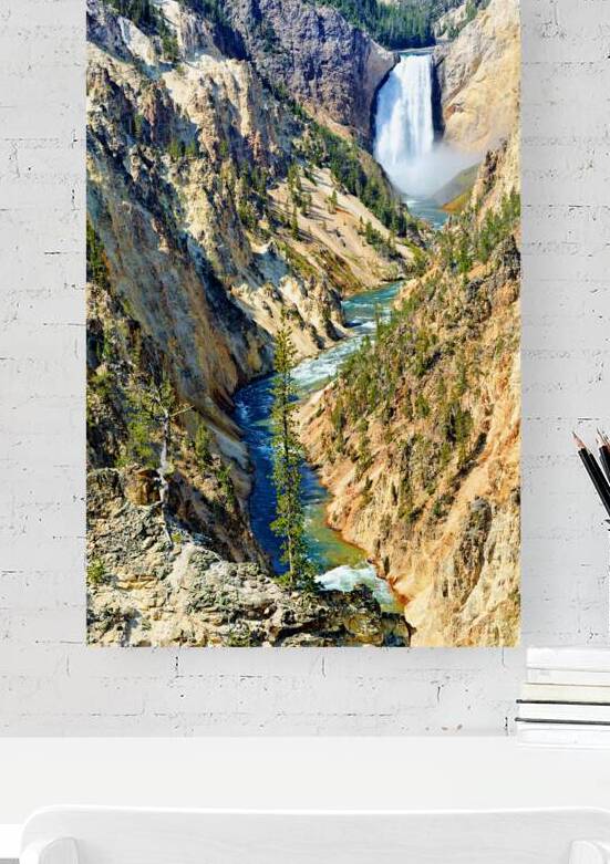 View of Grand Canyon in Yellowstone National Park with waterfall by Marco Brivio
