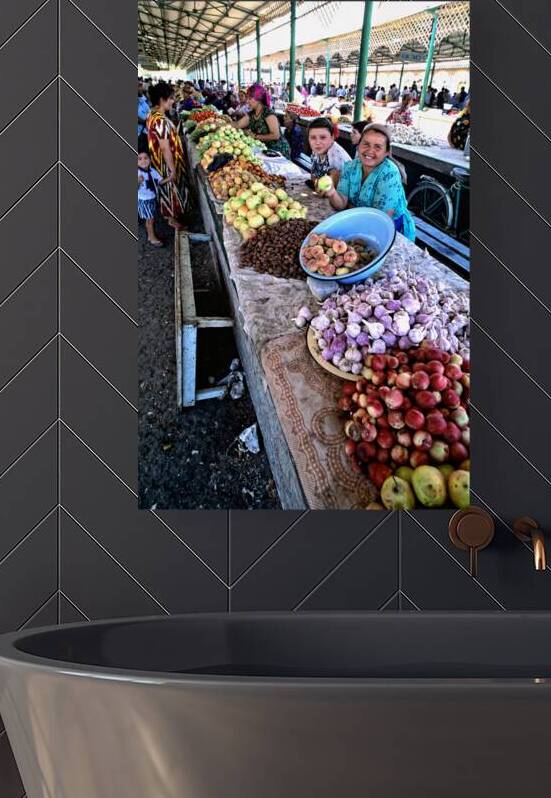 Market scene in Khiva Uzbekistan with fresh produce and people by Marco Brivio