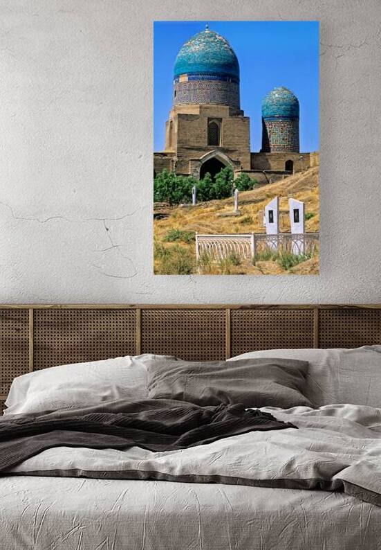 Cemetery in Samarkand with blue domes and historical buildings by Marco Brivio