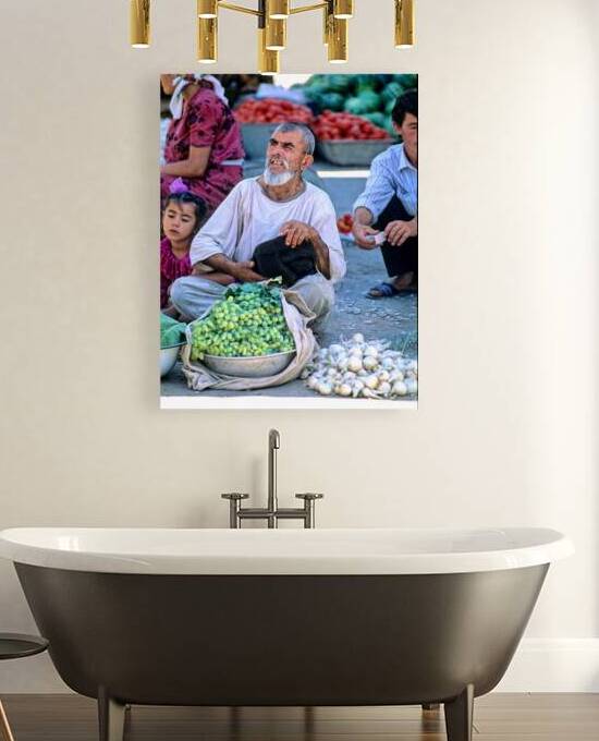 Street vendor selling produce in Samarkand Uzbekistan by Marco Brivio