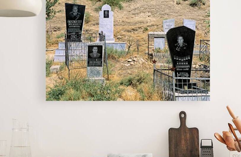 Cemetery in Samarkand shows different tombstones and graves by Marco Brivio