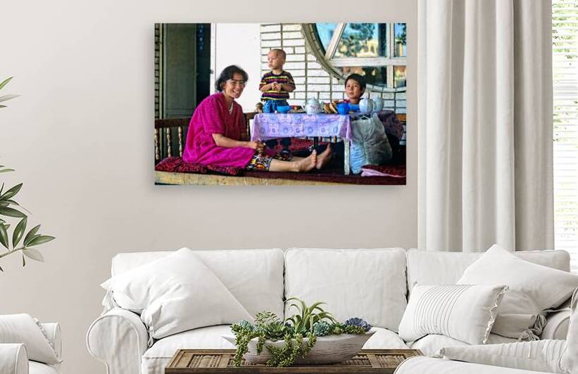 Family enjoys lunch in Samarkand Uzbekistan by Marco Brivio
