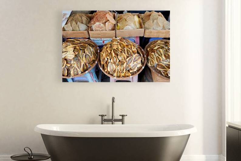 Dried seafood for sale in Hanoi street market by Marco Brivio