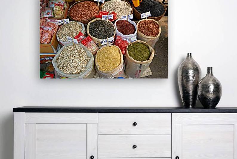 Market scene with beans and grains in Hanoi by Marco Brivio
