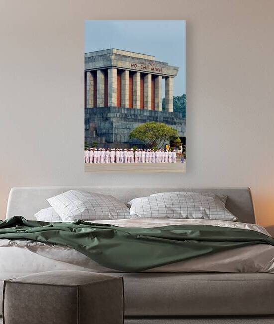 Soldiers in white gather at Ho Chi Minh Mausoleum by Marco Brivio