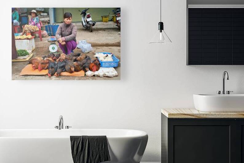 Women selling chickens at market in Phu Quoc Vietnam by Marco Brivio