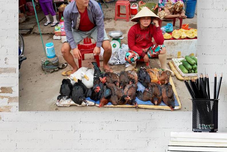 Local market in Phu Quoc with people selling poultry by Marco Brivio