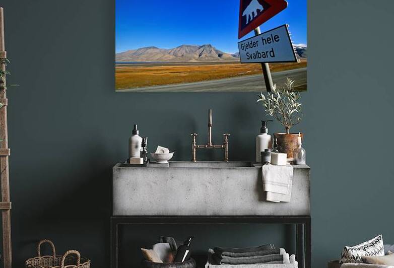 Warning sign for polar bears in Longyearbyen Svalbard by Marco Brivio