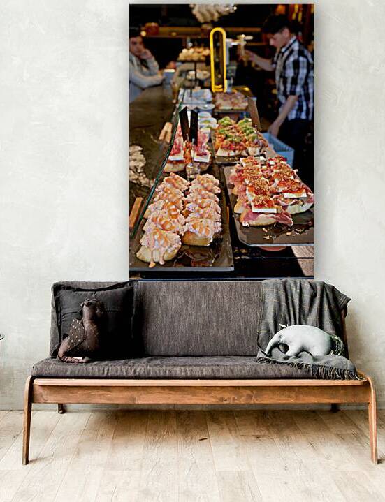 Enjoying classic pinchos in Bilbao Spain at local bar by Marco Brivio