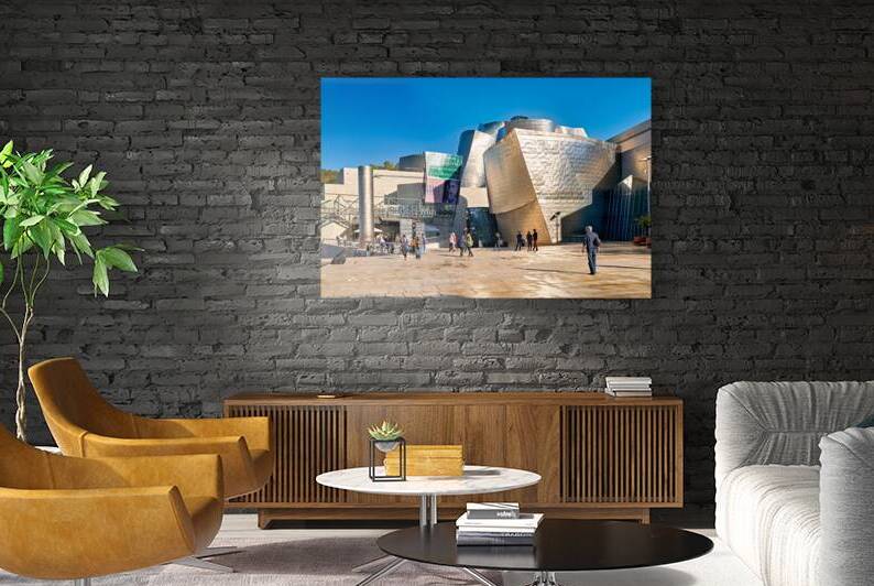 People walking near Guggenheim Museum in Bilbao Spain by Marco Brivio