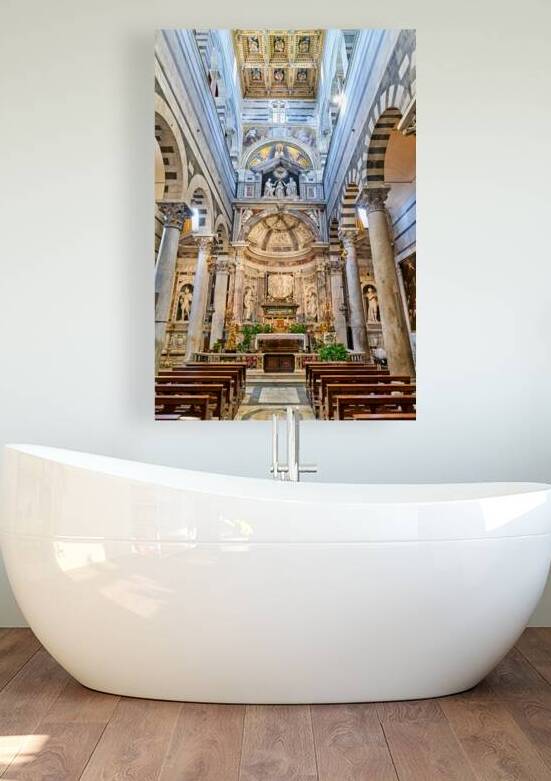 Pisa Cathedral shows detailed artwork and architecture. Visitors can explore the altar and admire the tall ceilings and columns. by Marco Brivio