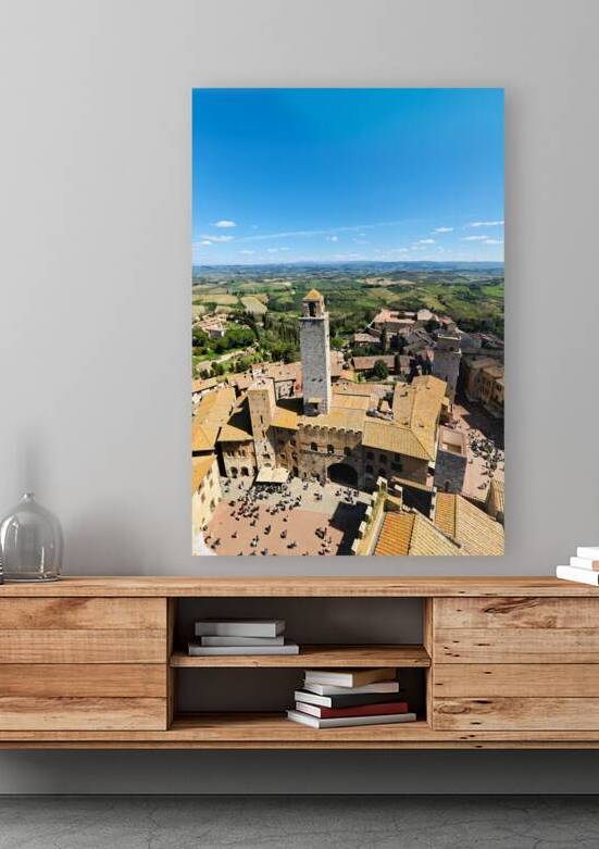 Aerial view of San Gimignano old town in Tuscany Italy by Marco Brivio