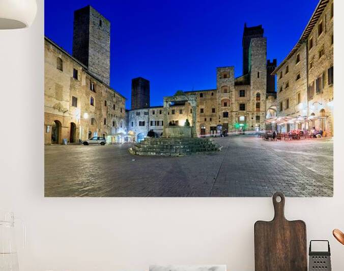 Sunset view of Piazza della Cisterna in San Gimignano Italy by Marco Brivio