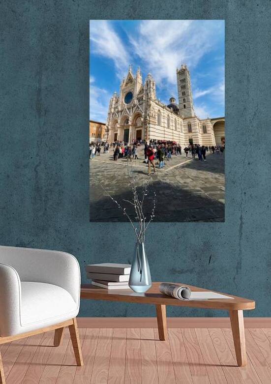 Visitors gather at Siena Cathedral in Tuscany Italy by Marco Brivio