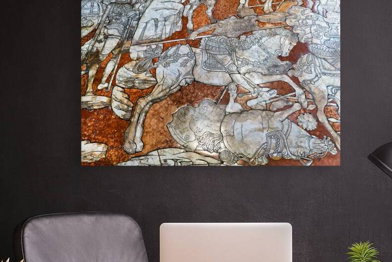 Marble mosaic floor details inside Siena Cathedral Italy by Marco Brivio