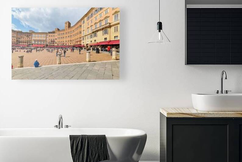 Restaurants and visitors in Piazza del Campo in Siena Italy by Marco Brivio