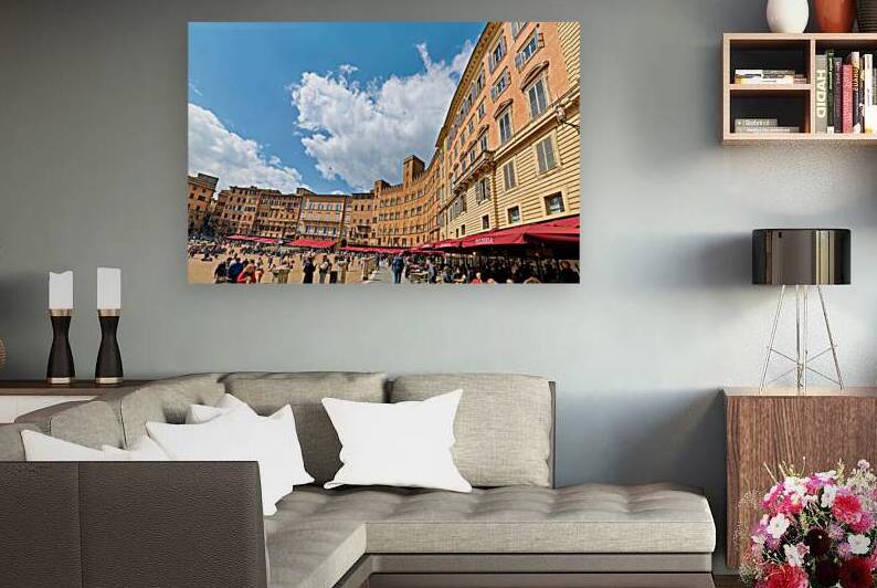 Restaurants fill Piazza del Campo in Siena Tuscany Italy by Marco Brivio