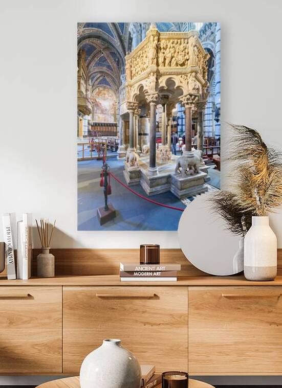 Pulpit inside the Cathedral of Siena in Tuscany Italy by Marco Brivio