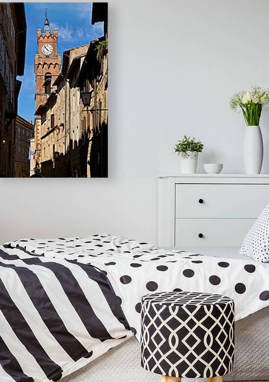 Town hall and clock tower in Pienza Val dOrcia Tuscany by Marco Brivio