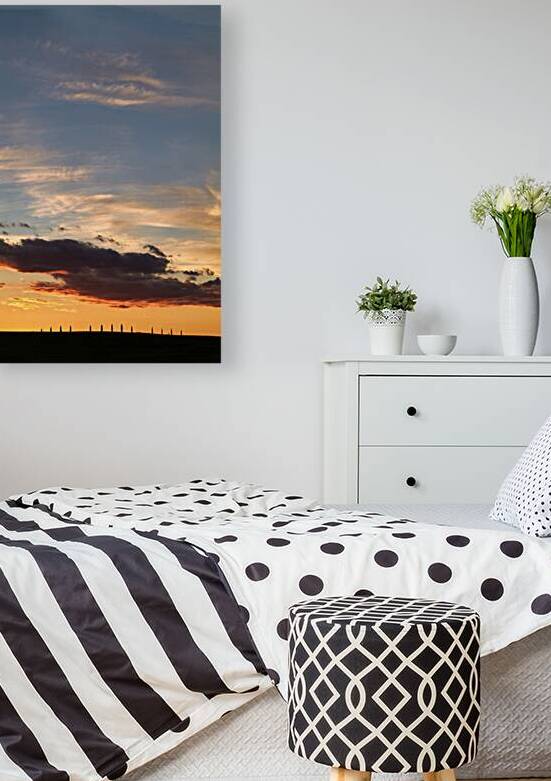 Sunset view in Val dOrcia with cypress trees in Tuscany by Marco Brivio