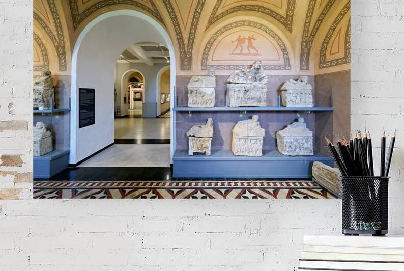 Cinerary urns on display in Guarnacci Museum Volterra by Marco Brivio