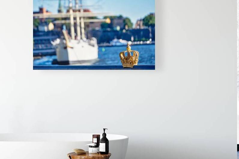 Skeppsholmsbron and its golden crown in Stockholm Sweden by Marco Brivio