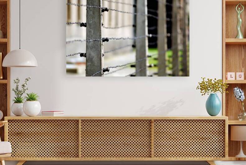 Barbed wire fence at Auschwitz concentration camp in Krakow by Marco Brivio