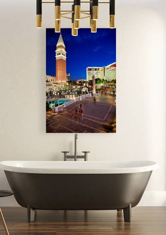 Venetian Hotel at sunset with visitors in Las Vegas by Marco Brivio