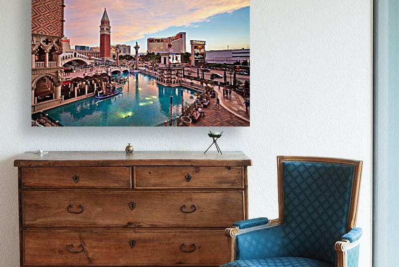 Sunset view of Venetian Hotel in Las Vegas Nevada by Marco Brivio