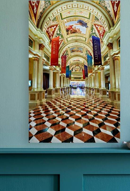 Lobby area of Venetian Hotel in Las Vegas during the day by Marco Brivio