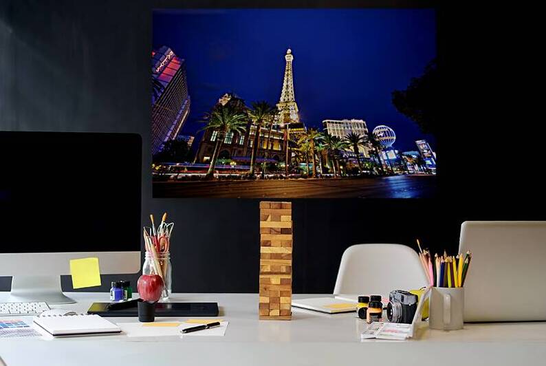 Las Vegas Strip shines bright at night with famous landmarks by Marco Brivio