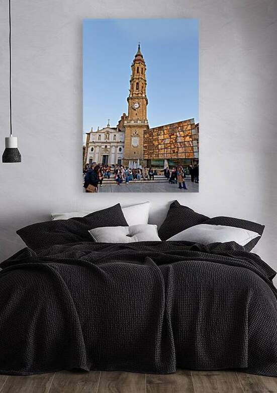 Visitors gather near Cathedral of the Savior in Zaragoza by Marco Brivio