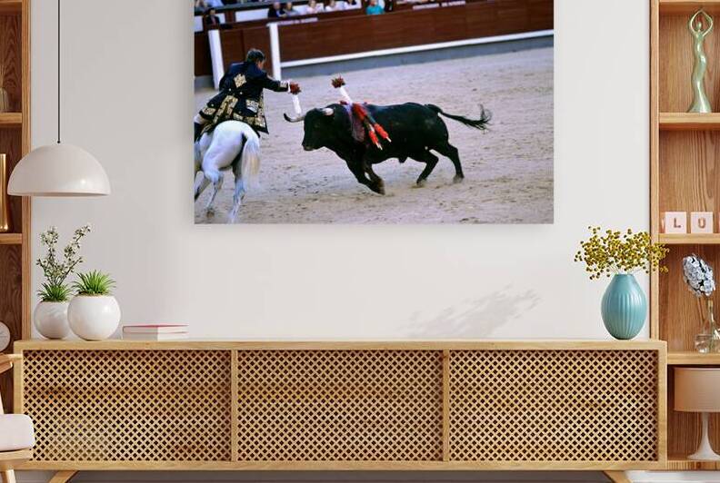 Bullfight event in Madrid Spain with matador and bull by Marco Brivio